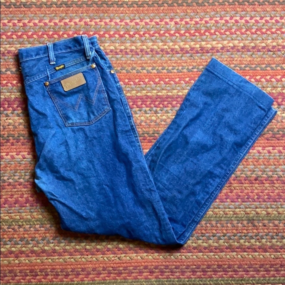 VINTAGE MADE IN USA WRANGLER BLUE DENIM JEANS COWBOY CUT SLIM FIT EQUESTRIAN